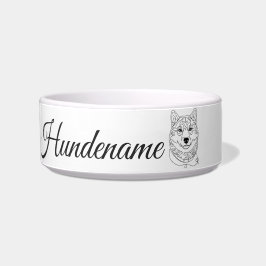 Comedero Shiba Inu Minimalist Line Art personalized bowl