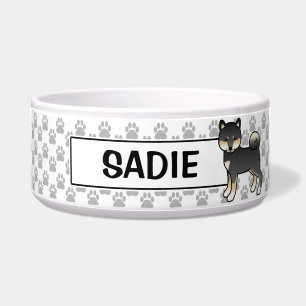 Comedero Shiba Inu negro y marrón, perro lindo con el nombr