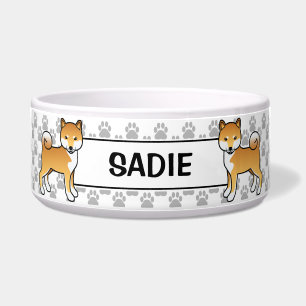 Comedero Shiba Inu Rojo Perro Lindo Con Nombre del Mascota