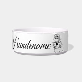 Comedero Shih Tzu Minimalist Line Art personalized bowl