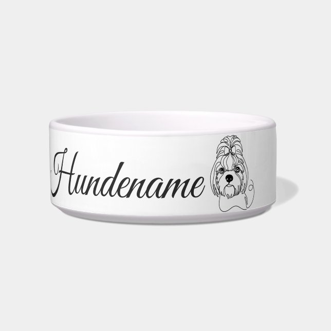 Comedero Shih Tzu Minimalist Line Art personalized bowl (Frente)