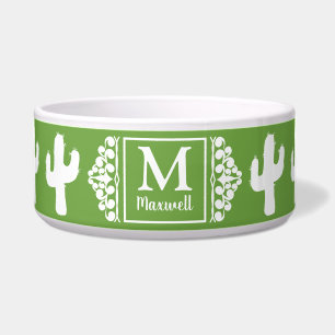 Comedero Silhouettes y Scrolls de cactus blancos Monogram