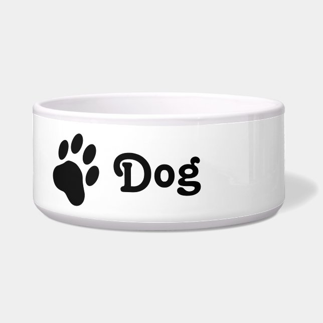 Comedero Silueta de garra de perro simple con perro de text (Frente)
