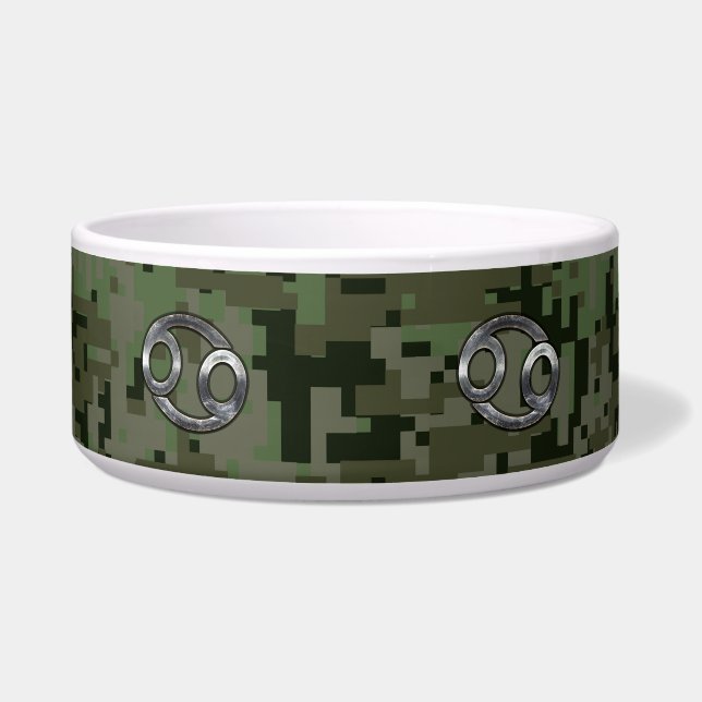 Comedero Silver Cancer Zodiac Sign on Green Digital Camo (Frente)