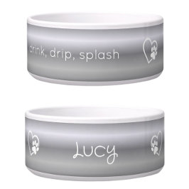 Comedero Silver 'drink drip splash' Dog Name Bowl