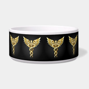 Comedero Símbolo poligonal de oro Caduceus