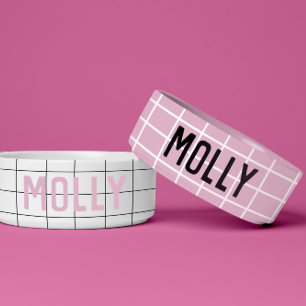 Comedero Simple Girly Pink Check Gráfico moderno