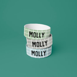 Comedero Simple Girly Sage Green Check Geométrico Moderno