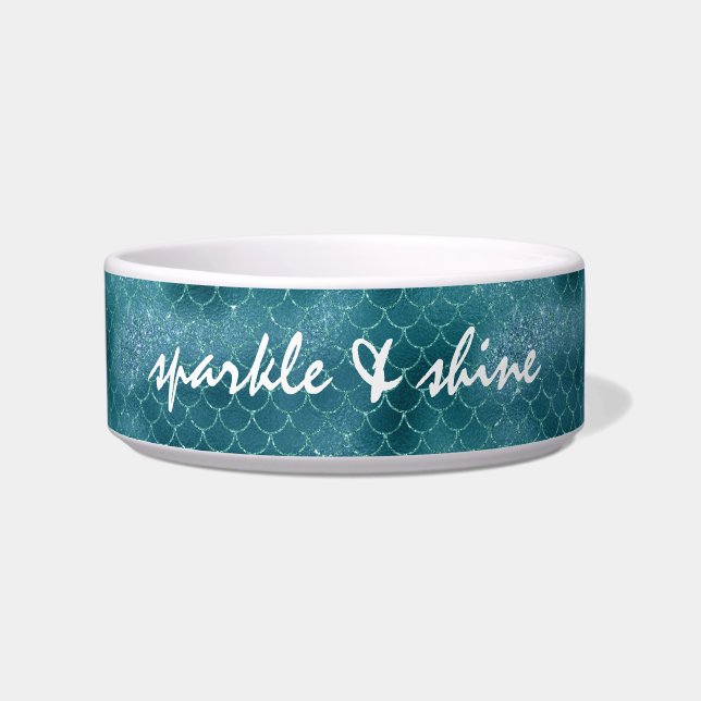 Comedero Sirenita Verde azulada personalizada (Frente)
