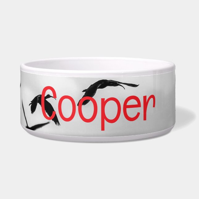 Comedero Sky Birds Pet Bowl con texto COOPER (Frente)