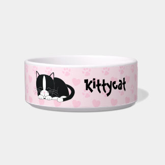 Comedero Sleepy Tuxedo Cat {rosa}