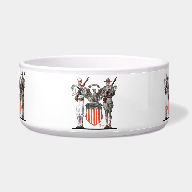 Comedero Soldado, marinero y escudo de los E.E.U.U. (Frente)