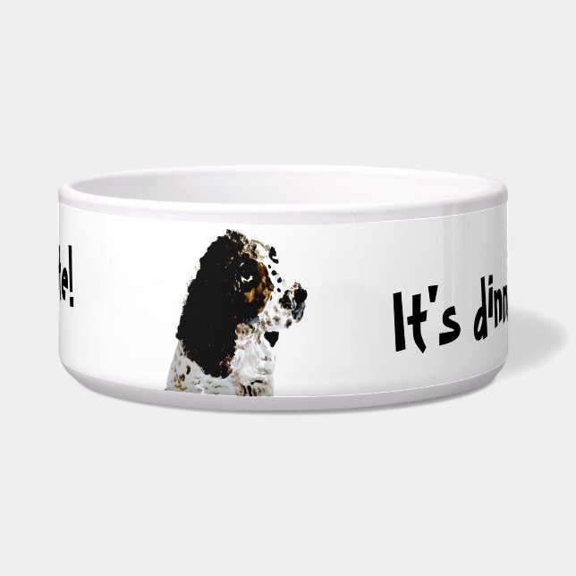 Comedero Springer Spaniel Black and White Dog Art (Frente)