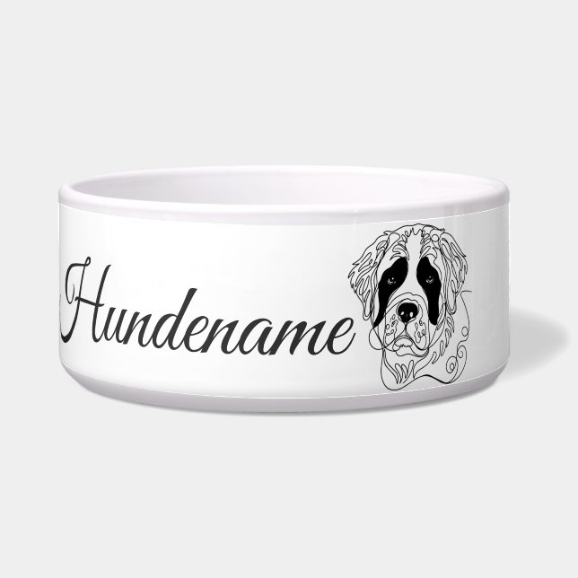 Comedero St. Bernard Dog Line Art personalized bowl (Frente)