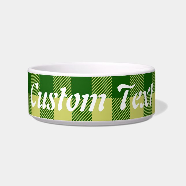 Comedero St Patricks Day Green Yellow Buffalt Plaid (Frente)