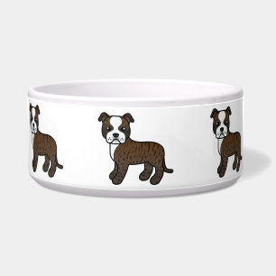 Comedero Staffordshire Bull Terrier atigrado y blanco