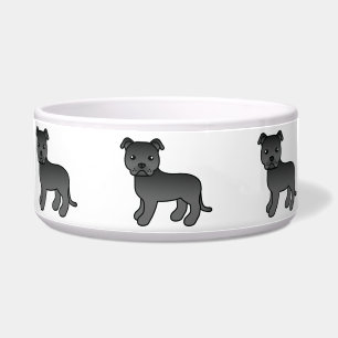 Comedero Staffordshire Bull Terrier de dibujos animados neg