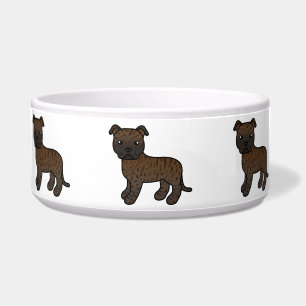 Comedero Staffordshire Bull Terrier dibujado con pelaje ati