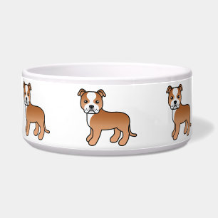 Comedero Staffordshire Bull Terrier Rojo y Blanco