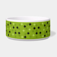 Starbursts de verde atómico Tazón de Perro cerámic