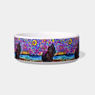 Comedero Starry Night Black Kitty Ceramic Food Bowl