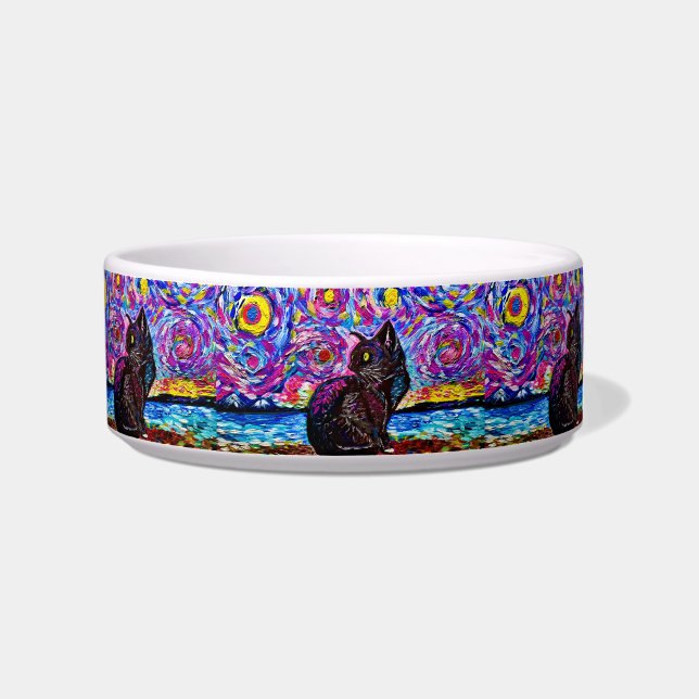 Comedero Starry Night Black Kitty Ceramic Food Bowl (Derecha)