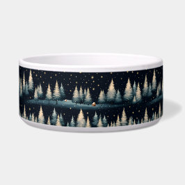 Comedero Starry Winter Forest Night Ceramic Pet Bowl