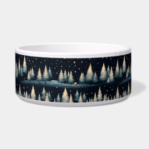 Comedero Starry Winter Forest Night Ceramic Pet Bowl