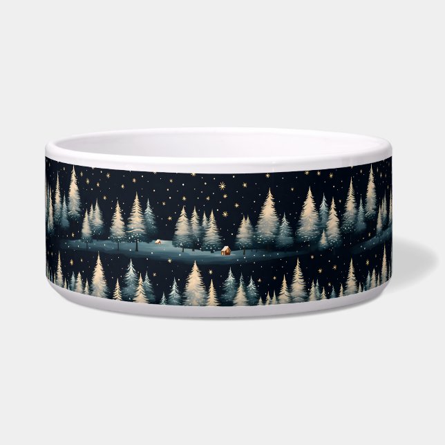 Comedero Starry Winter Forest Night Ceramic Pet Bowl (Frente)