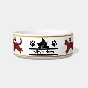 Comedero Stewart Tartan Kitty Taza personalizada para gato