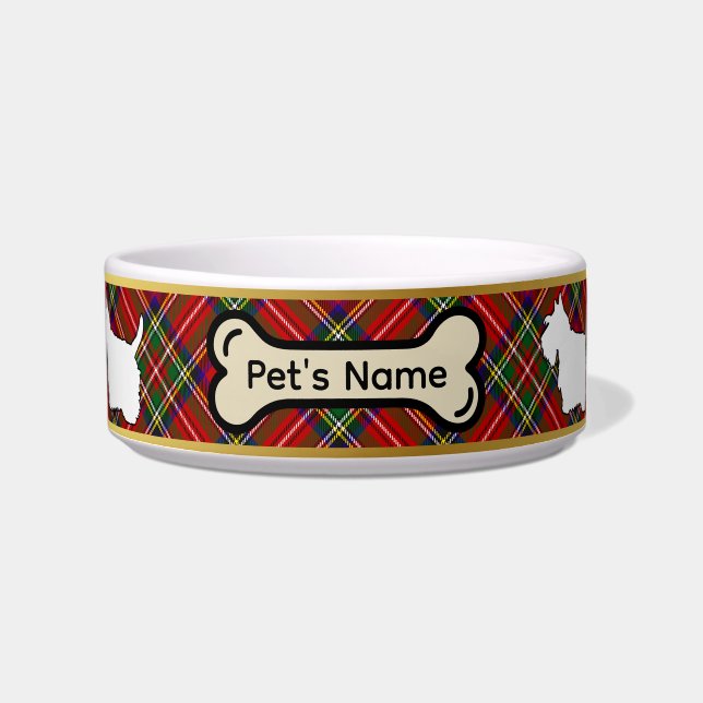 Comedero Stewart Tartan Scottie Dog Personalized Bowl (Frente)