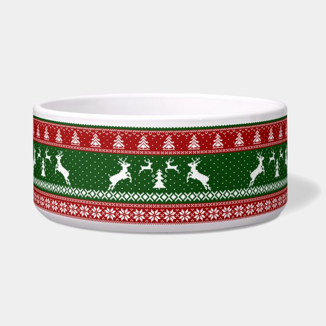 Comedero Suéter de Navidades feos Ceramic Pet Bowl (Frente)