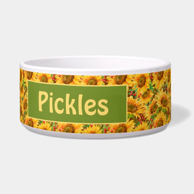 Comedero Summery Sunflowers Ceramic Pet Bowl (Frente)