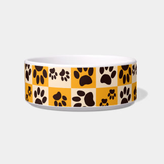 Comedero Sunny Cat Paw Print Checkerboard