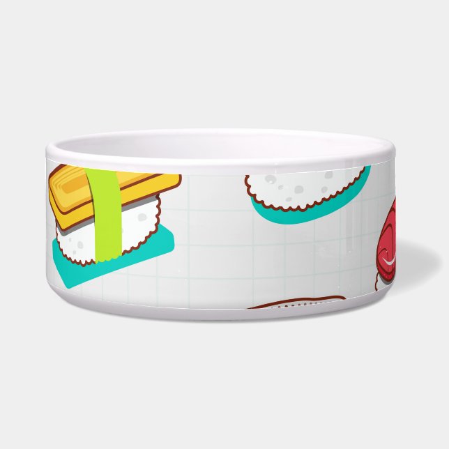 Comedero Sushi de nigiri de época, patrón de doodle (Frente)