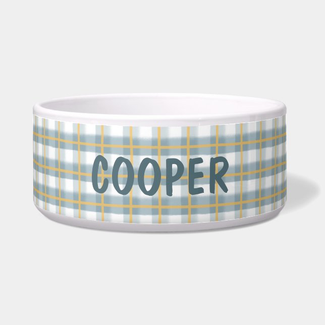 Comedero Tarta Azul Blanco Amarillo - Tazón para Perro con  (Frente)