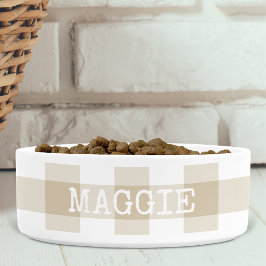 Comedero Tarta de cuadros gingham personalizada para perros