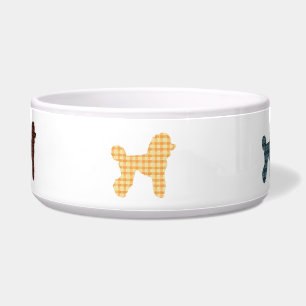 Comedero Tartan Plaid Poodle Dog Ceramic Pet Bowl