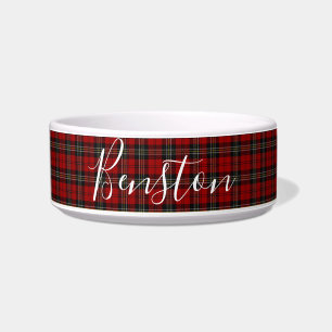 Comedero Tartán rojo del tazón del gato y del perro persona