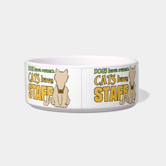 COMEDERO TATOS DE MASCOTAS PERSONALIZADOS CATS HAVE STAFF (Espalda)