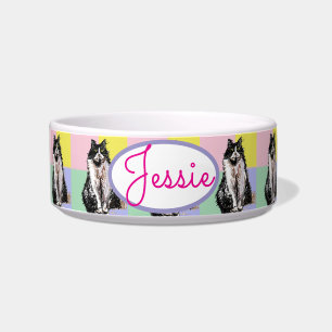 Comedero Taza para nombre de mascota Gato esmoquin colores