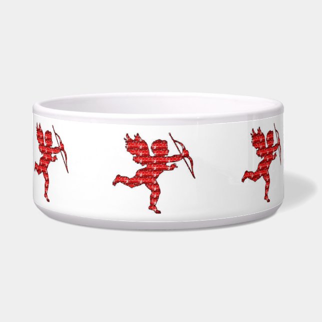 Comedero Taza para perros Cupido Rojo Brillante (Frente)