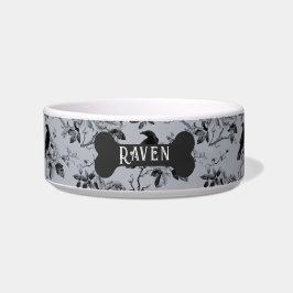 Comedero Taza personalizada de cuervo floral gótico negro