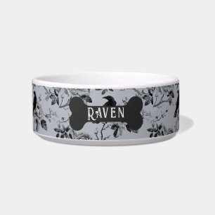Comedero Taza personalizada de cuervo floral gótico negro