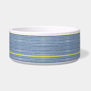 Comedero Tazón amarillo, azul y blanco a rayas para perro l