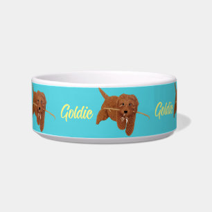 Comedero Tazón azul de perro Goldie Golden Doodle