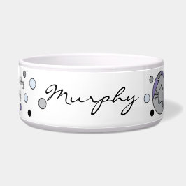 Comedero Tazón Azul Grande para Mascota Gato "¡Ven,Minino,M