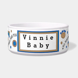 Comedero Tazón Azul Grande para Perro "Jugará por Comida"