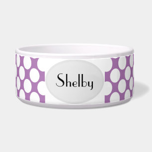 Comedero Tazón de alimento de perro de polka blanco - HAMbW