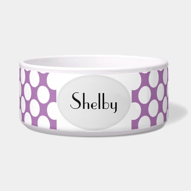 Comedero Tazón de alimento de perro de polka blanco - HAMbW (Frente)